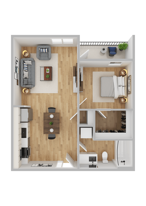 Arts Plaza Apartments in Gresham, Oregon One Bedroom Floor Plan